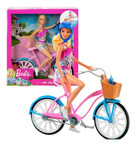 Boneca Barbie Ciclista Com Bicicleta Hby28 - Mattel